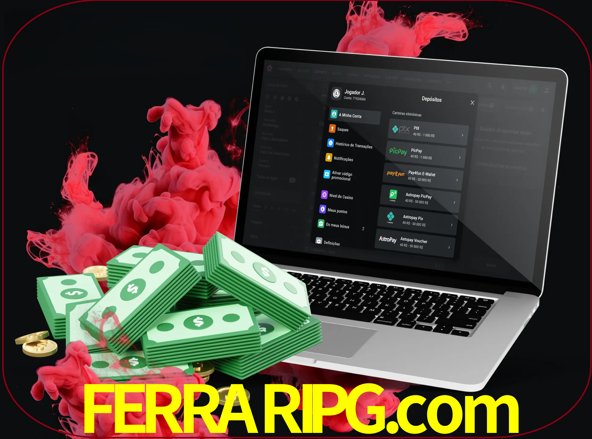 Para efetuar um depósito na sua conta ferraripg, basta escolher o método de depósito e especificar o montante.