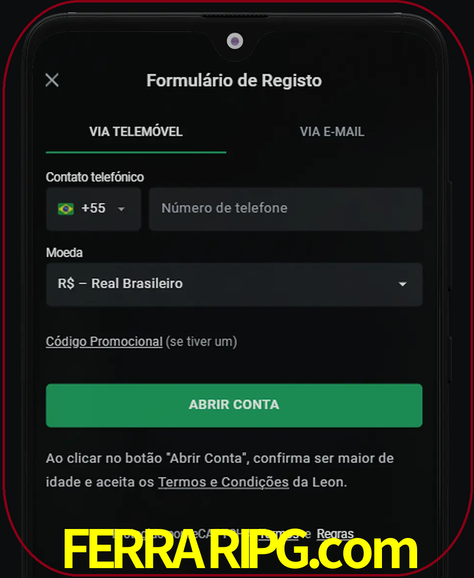 Abra o aplicativo e inicie o processo de registro.