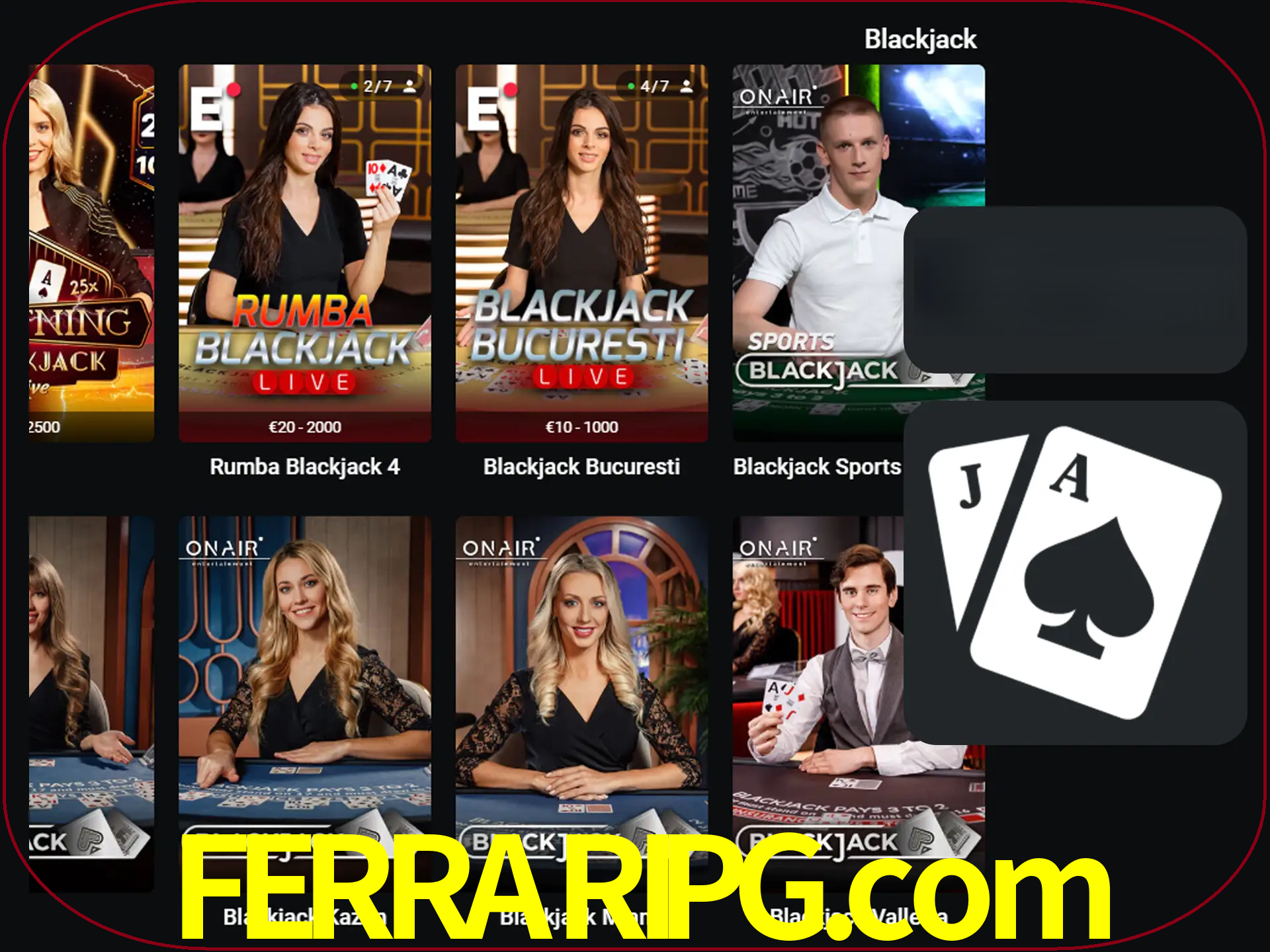Escolha uma mesa completa de jogadores de blackjack.